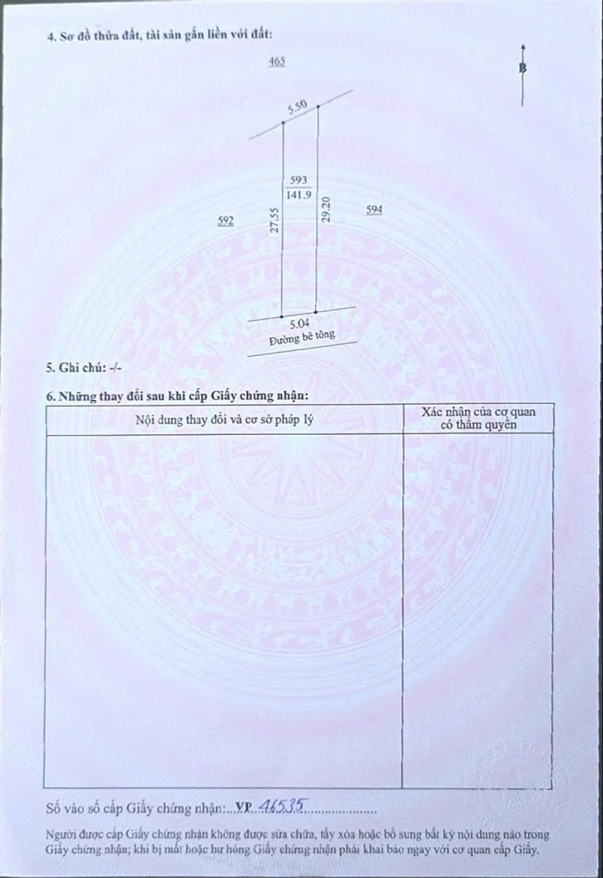 (THỬA 593 TỜ 73) TÚY LOAN 142m², ĐẤT, ngang 5.5m, dài 25m, giá 990 triệu, Hoà Vang